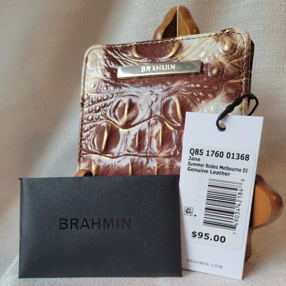 Brahmin Jane Croc Embossed Leather Bifold Wallet - Picture 4 of 4